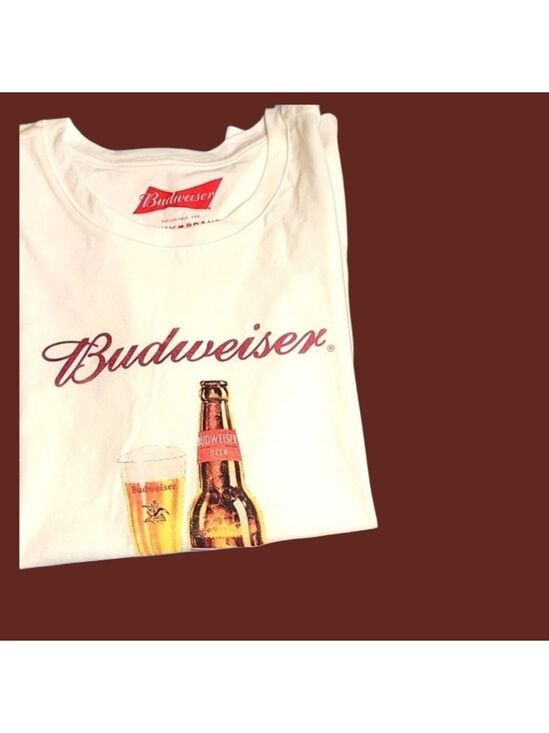 Budweiser Tops - Lucky Brand Budweiser Red and Gold Logo T-Shirt